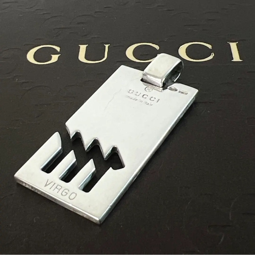 Gucci Virgo Pendant On Black Leather Cord Necklace - Picture 3 of 6